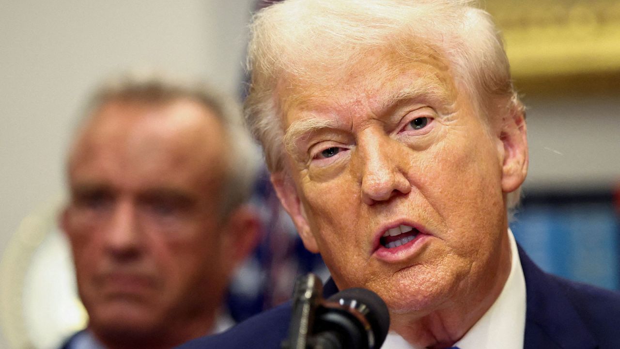 US President Donald Trump makes an announcement at the White House, in Washington, DC, on Monday, September 22.