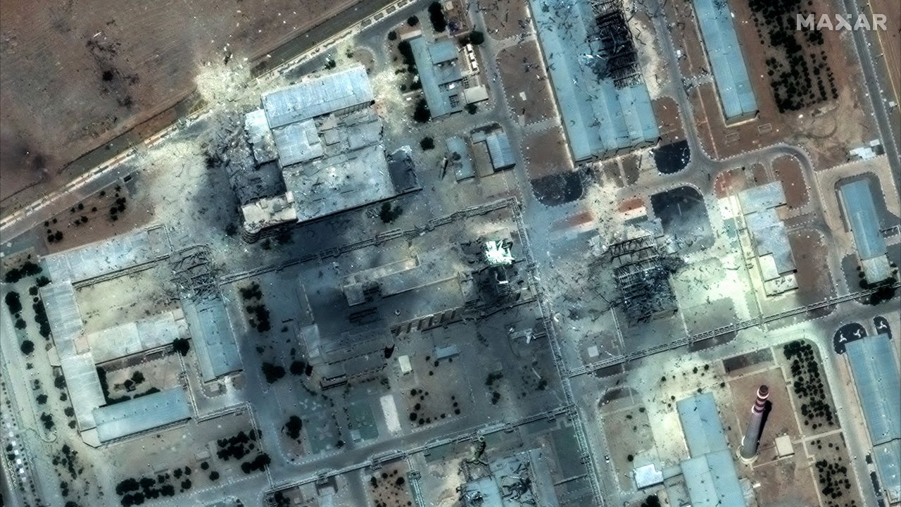 A satellite image close-up shows the Isfahan Nuclear Complex after US strikes on the site on June 22.