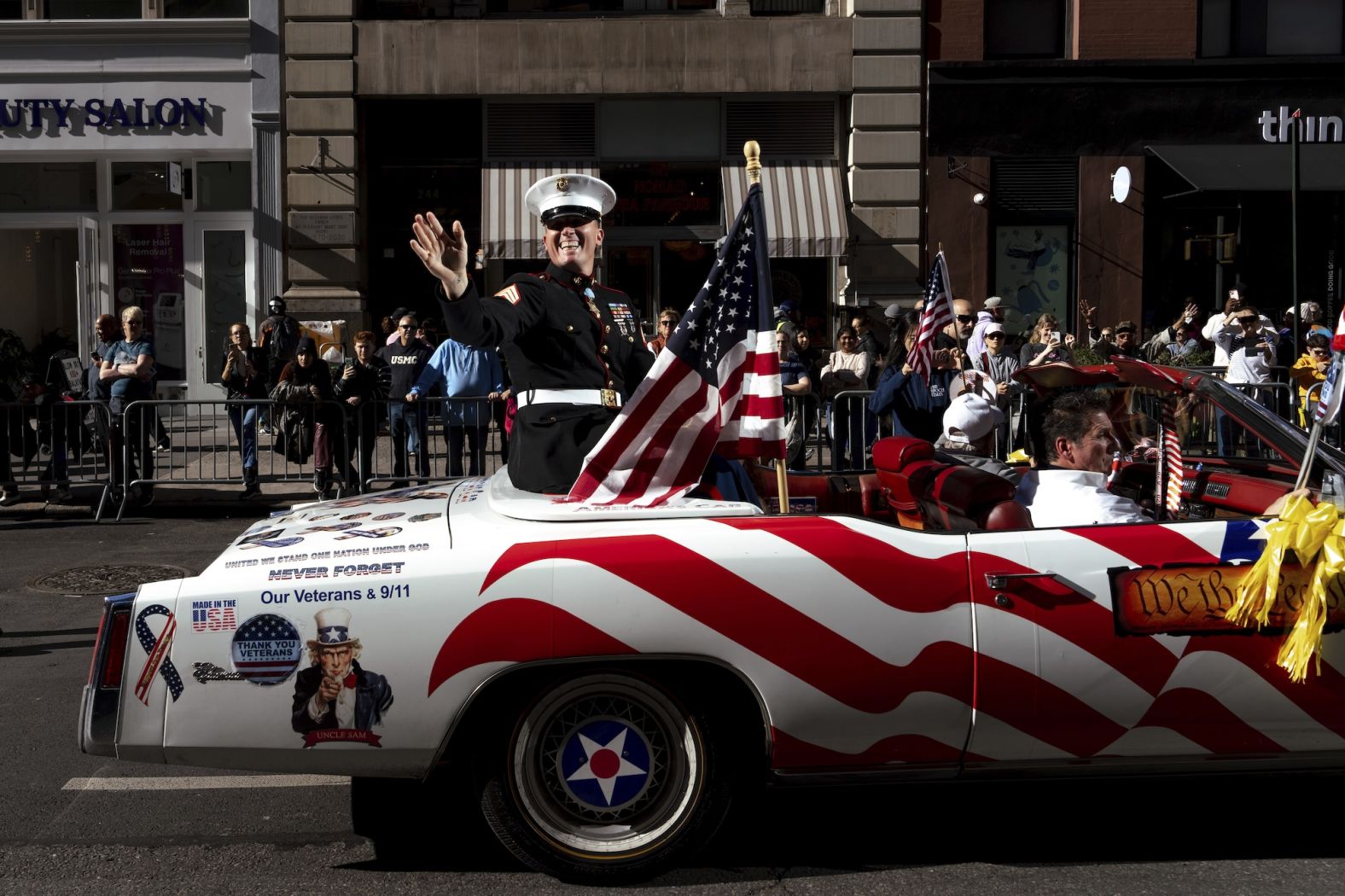 Dakota Meyer, a former US Marine who received the Medal of Honor in 2011 for his bravery in Afghanistan, serves as the grand marshal of the annual Veterans Day Parade in New York on Monday, November 11.