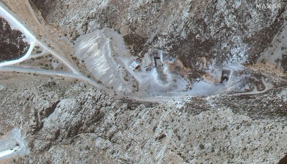 Entrances to tunnels at the site were also damaged, according to this image. Satellite image ©2025 Maxar Technologies.