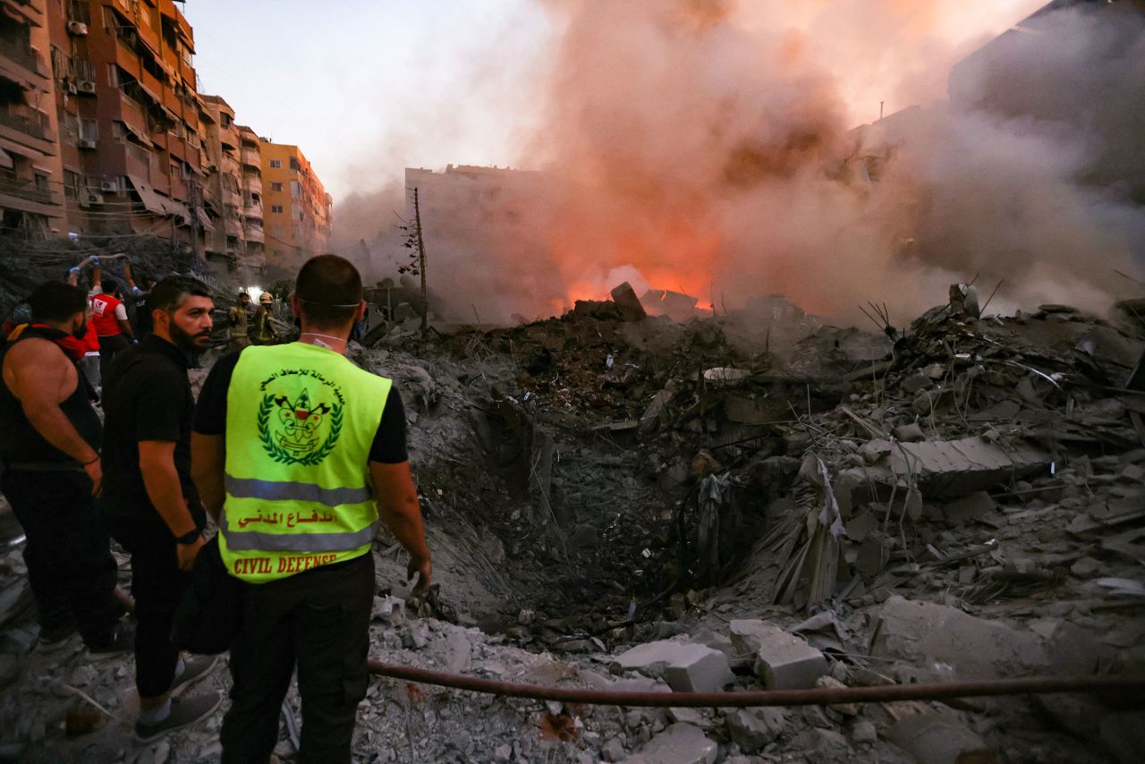 A massive crater at the site of Friday's strike.