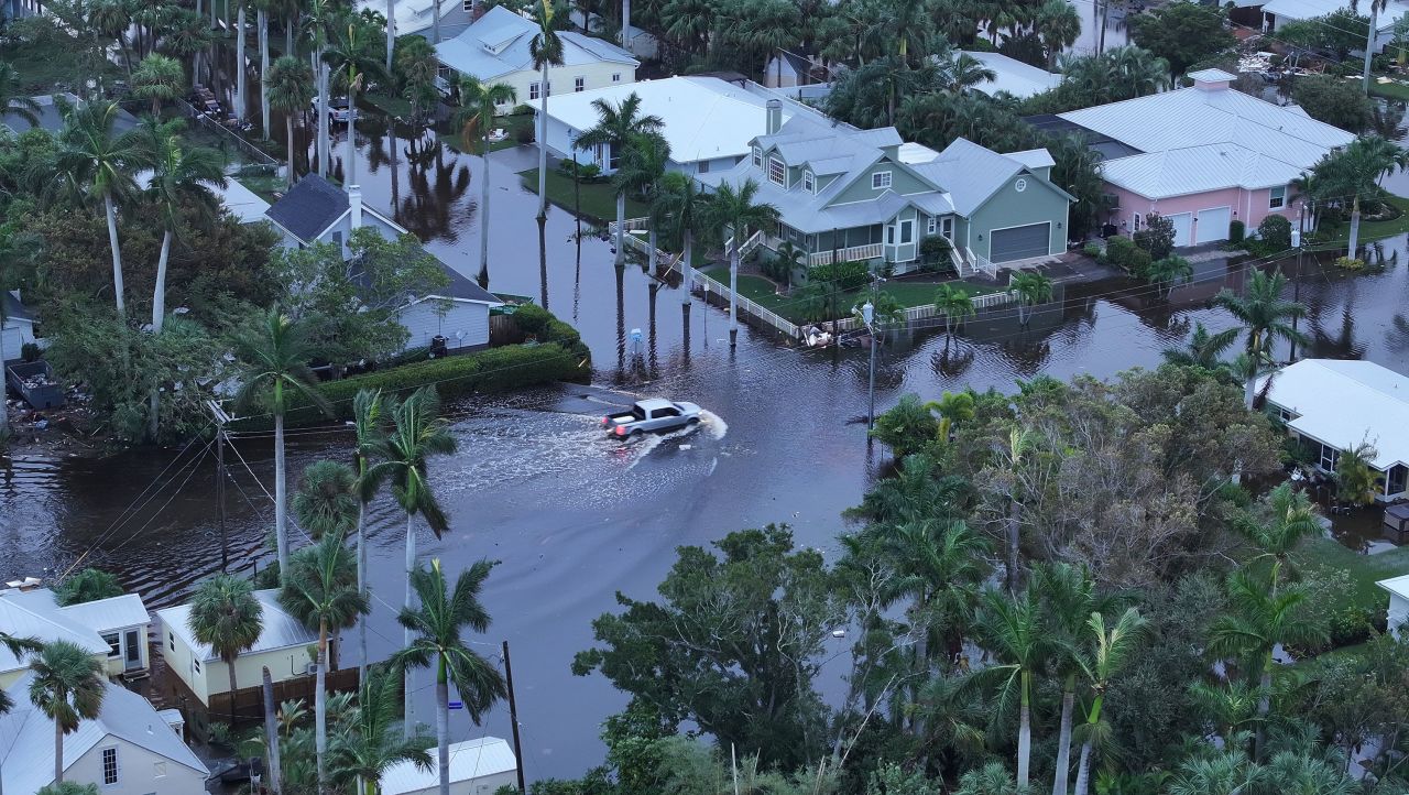 Floodwaters inundate a neighborhood in Punta Gorda on Thursday.