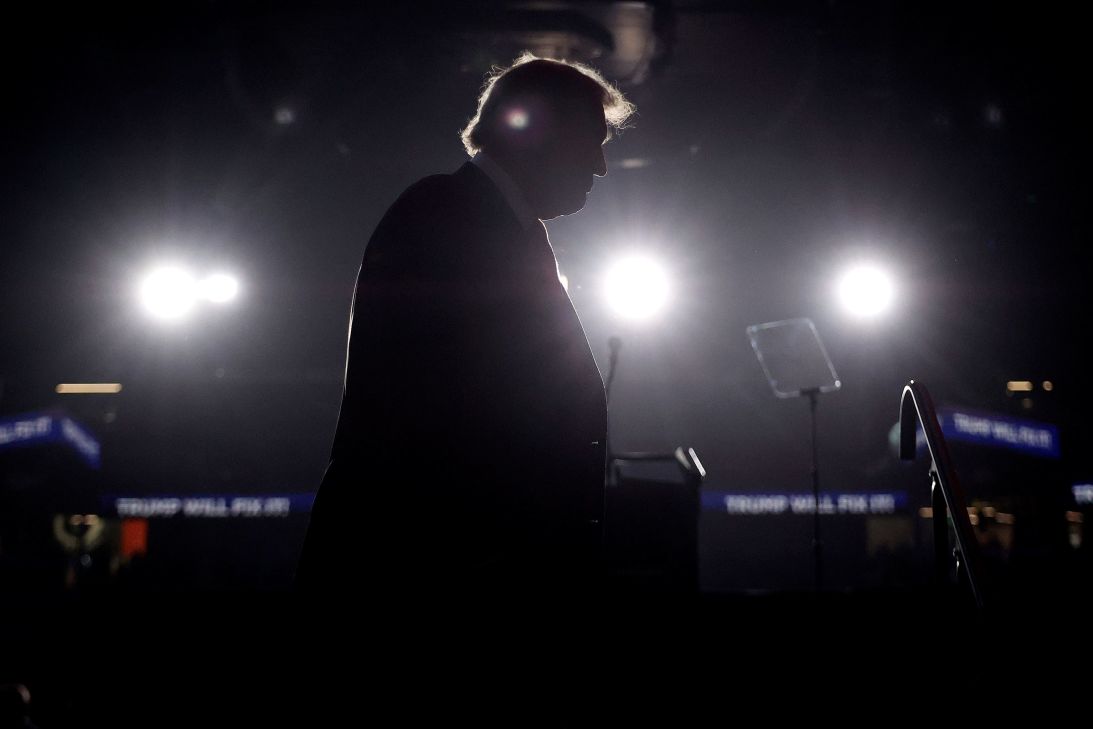 Donald Trump takes the stage during a campaign rally in Henderson, Nevada, on October 31, 2024.