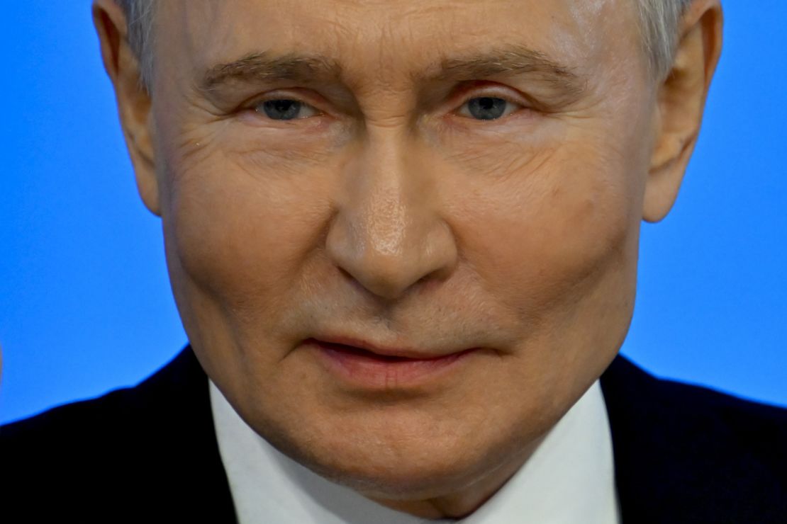 President Vladimir Putin at the annual special televised question-and-answer session and year-end news conference in Russia, Moscow on December 19, 2024.