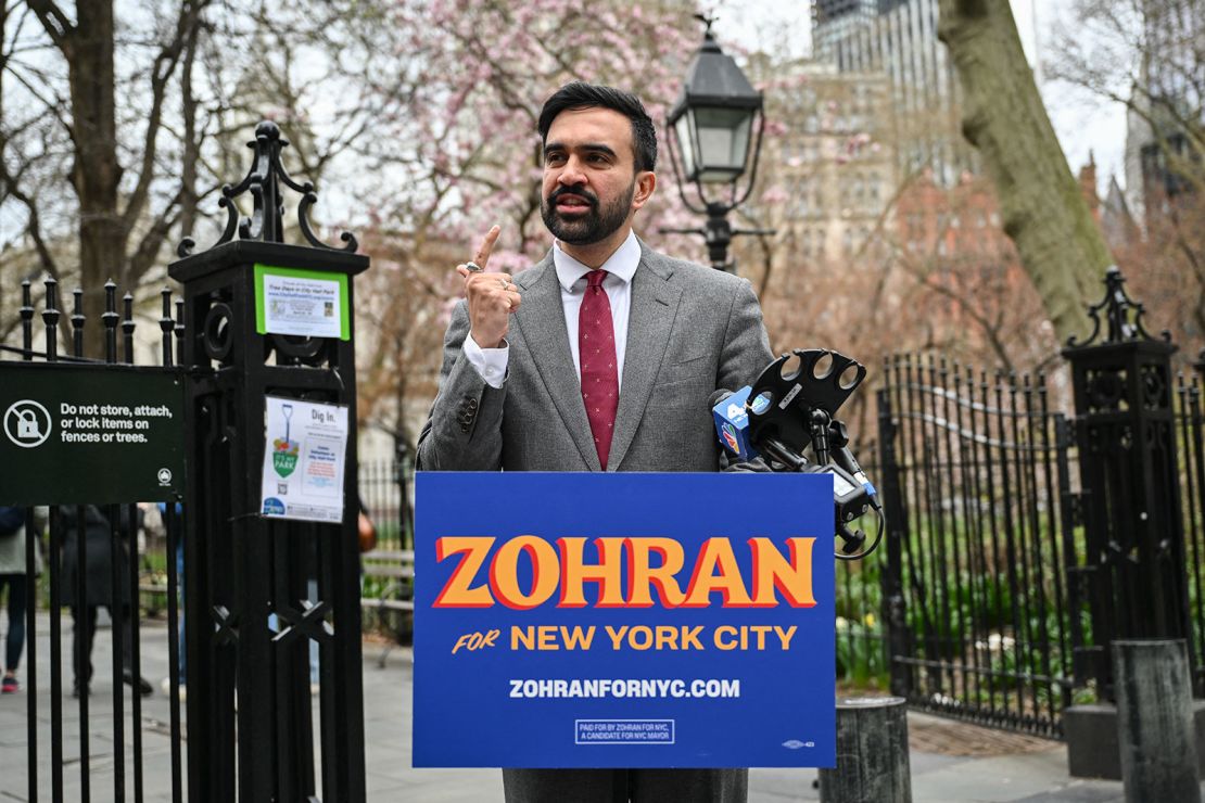 New York City mayoral candidate and state Assemblyman Zohran Mamdani campaigns in New York City on April 16.
