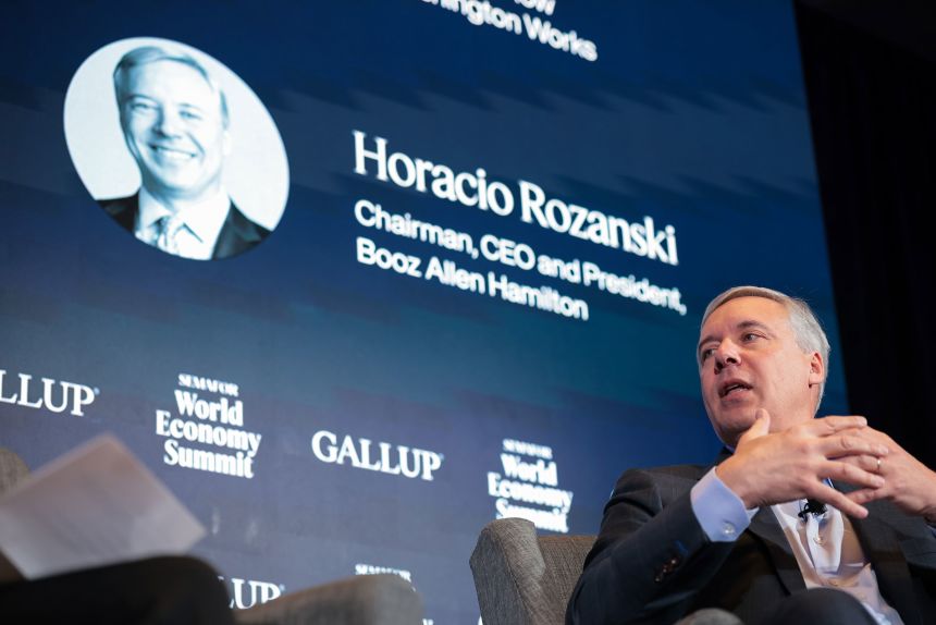 Horacio Rozanski, CEO of Booz Allen Hamilton, speaks during at an event in Washington, DC, in April.