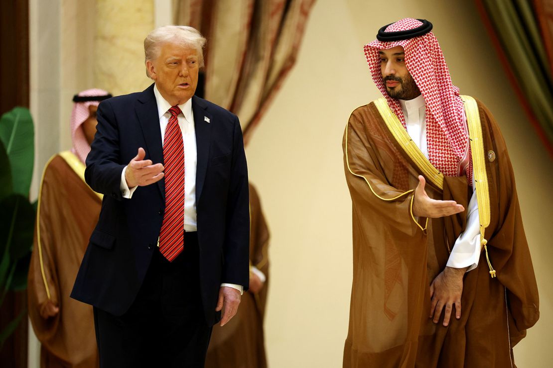 President Donald Trump and Saudi Crown Prince Mohammed Bin Salman arrive in Riad, Saudi Arabia on May 14, 2025, during the Gulf Cooperation Council (GCC)-Gidulse on the Ritz-Carlton summit.
