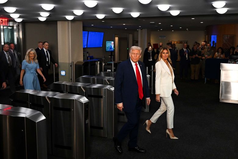 President Trump and first lady Melania Trump arrive at the UN’s General Assembly on Tuesday.