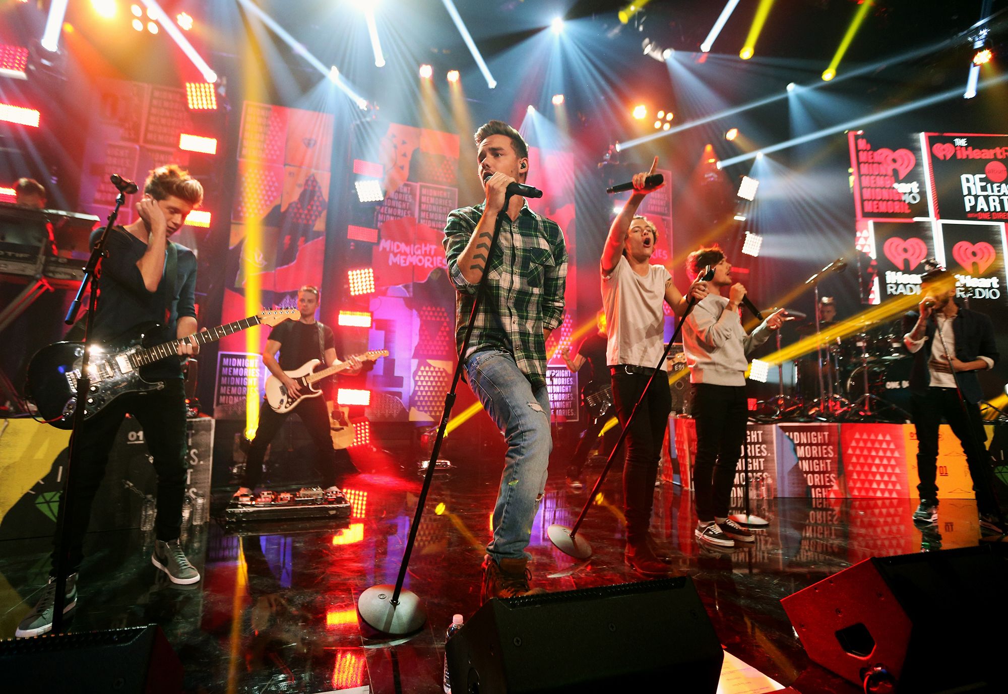 One Direction performs at an album release party in Los Angeles in 2013.