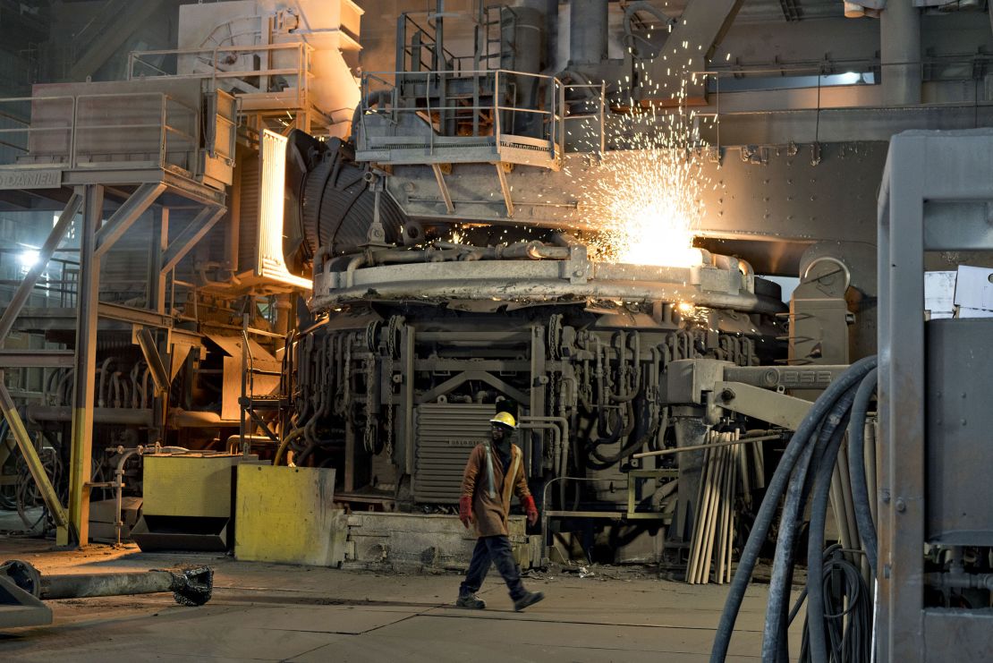 An electric arc furnace at the NLMK Indiana facility in Portage, Indiana, US, on Friday, April 13, 2018.