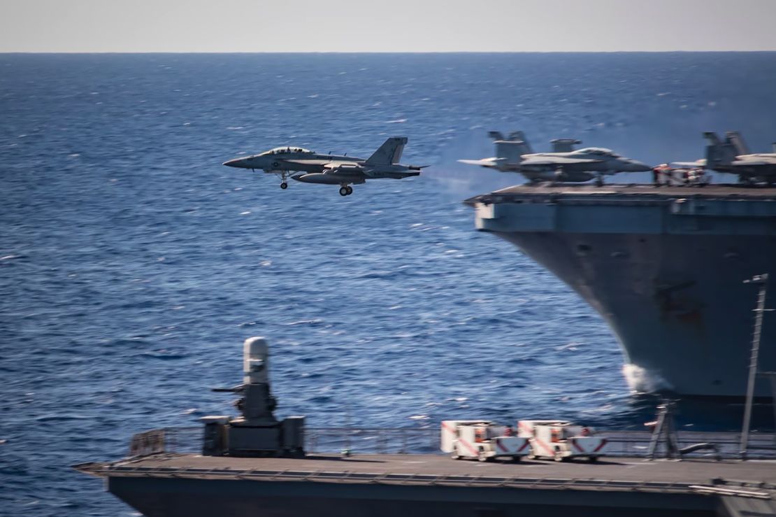 An F/A-18E Super Hornet takes off from the aircraft carrier USS Carl Vinson during exercises in the Philippine Sea on Jan. 31.