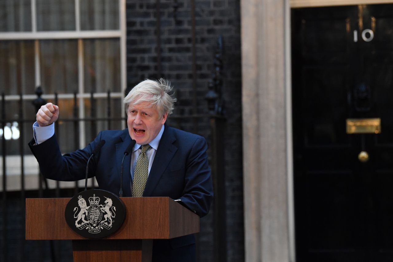 Boris Johnson speaking outside Downing Street