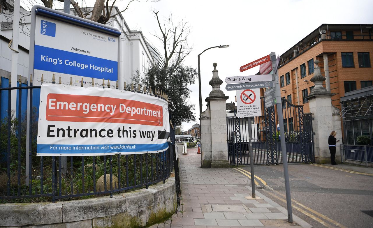 A view of the NHS Emergency Department entrance at Kings College hospital in London, on March 18.