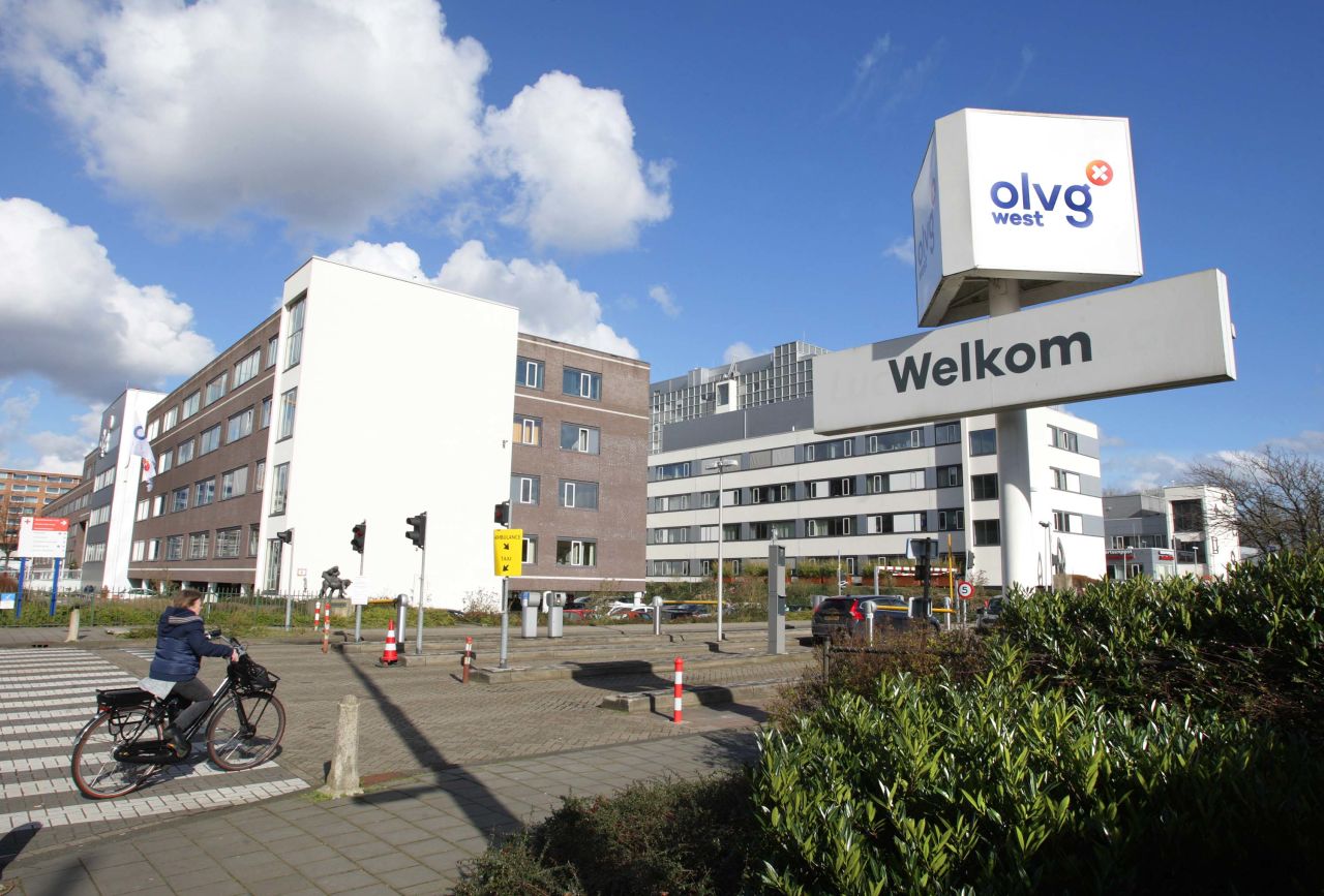 The Onze Lieve Vrouwe Gasthuis (OLVG) Hospital is seen in Amsterdam, Netherlands on Wednesday. Two outpatient clinics of the Amsterdam hospital have been closed after an employee was found to be infected with the coronavirus.