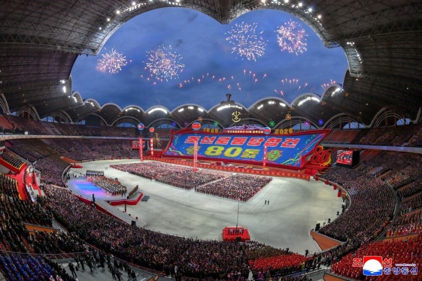 North Korea marked its 80th founding of the Workers' Party of Korea with colorful mass games and artistic performances at the May Stadium in Pyongyang on October 9, 2025.