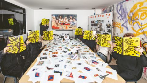 Members of the MSCHF team in their studio, Brooklyn, NY, 2024. Image credit: Courtesy the artist and Perrotin. 