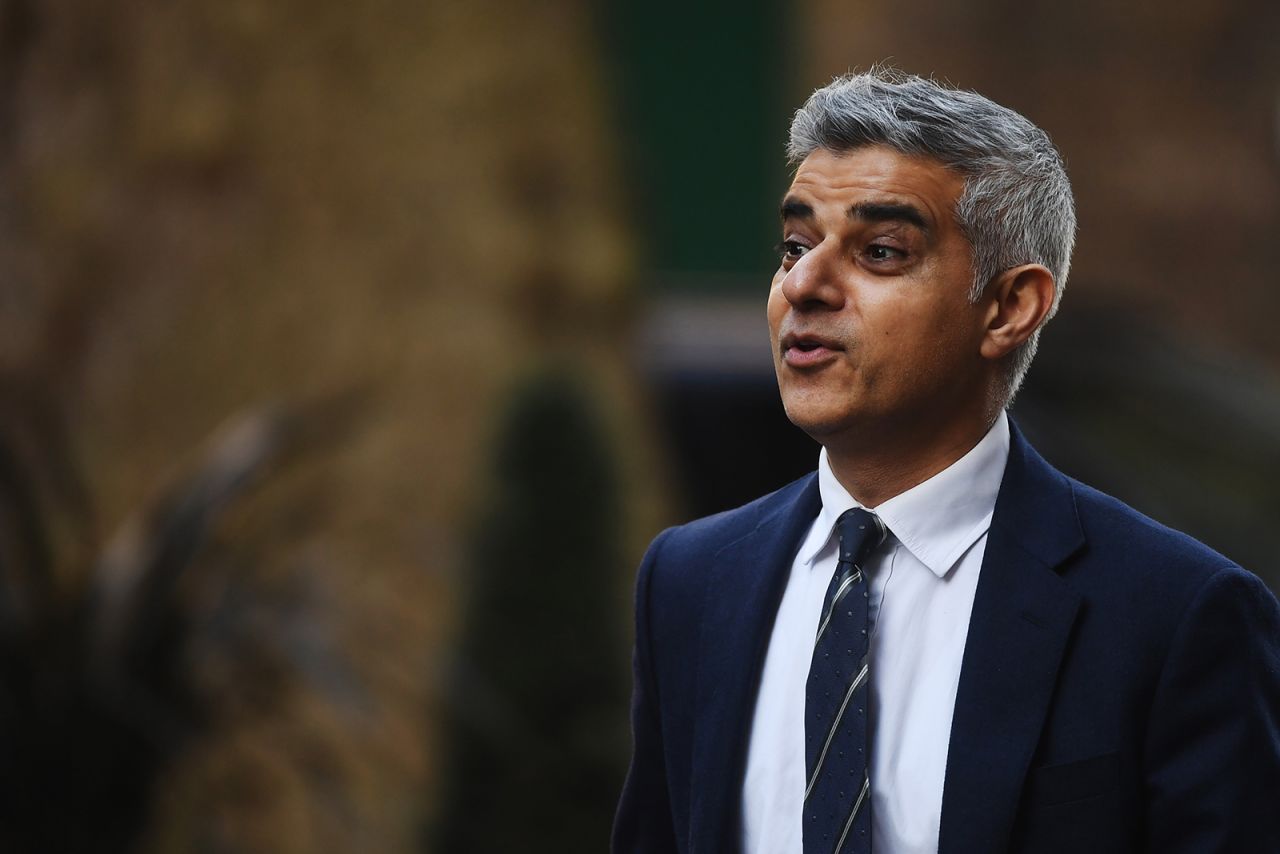 London Mayor Sadiq Khan arrives at Downing Street ahead of a government briefing on March 16, 2020 in London, Eng