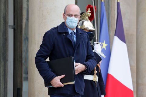 France’s Education Minister Jean-Michel Blanquer leaves the Elysee Presidential Palace on February 3 in Paris. 