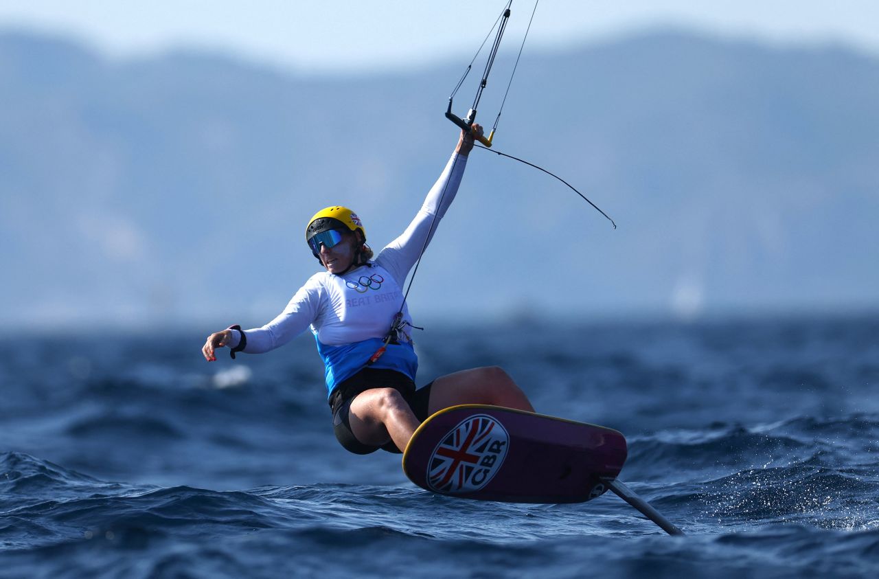 Eleanor Aldridge of Great Britain competes in the women's kite final on Thursday.