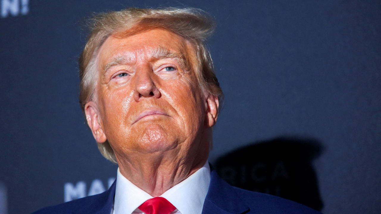 Former President and Republican presidential candidate Donald Trump speaks during a campaign rally in Windham, New Hampshire, on August 8.