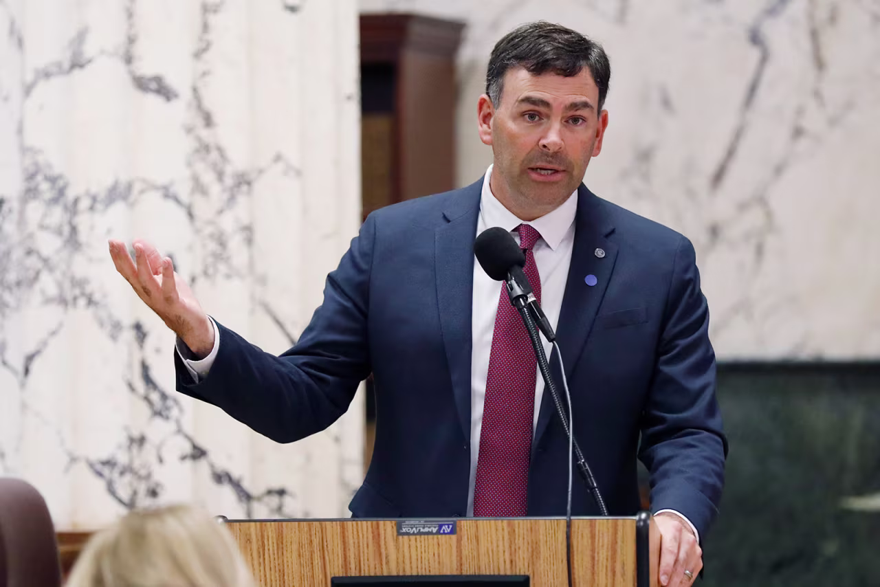 Mississippi Secretary of State Michael Watson, speaks at the Mississippi State Capitol in Jackson, on June 3.