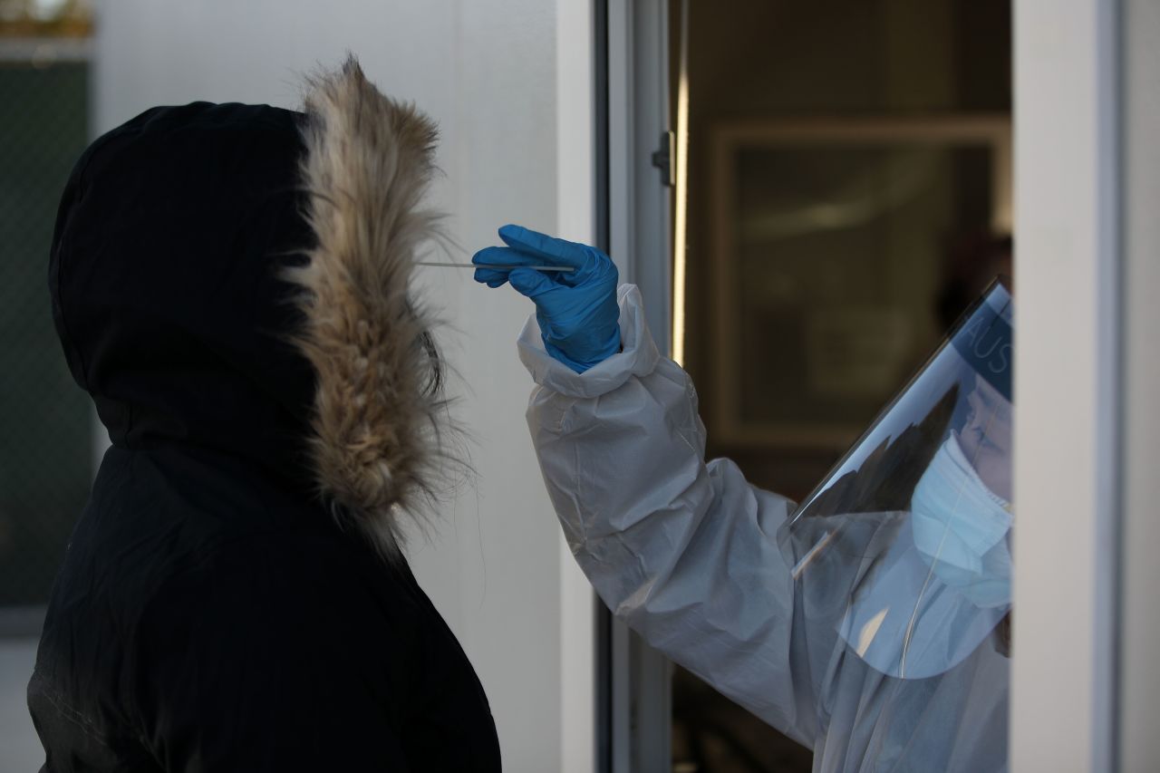 A person is tested for Covid-19 in Queens, New York, on November 18.