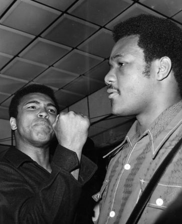 Muhammad Ali taunts Foreman in San Diego in 1972. They would meet in the ring a couple of years later.