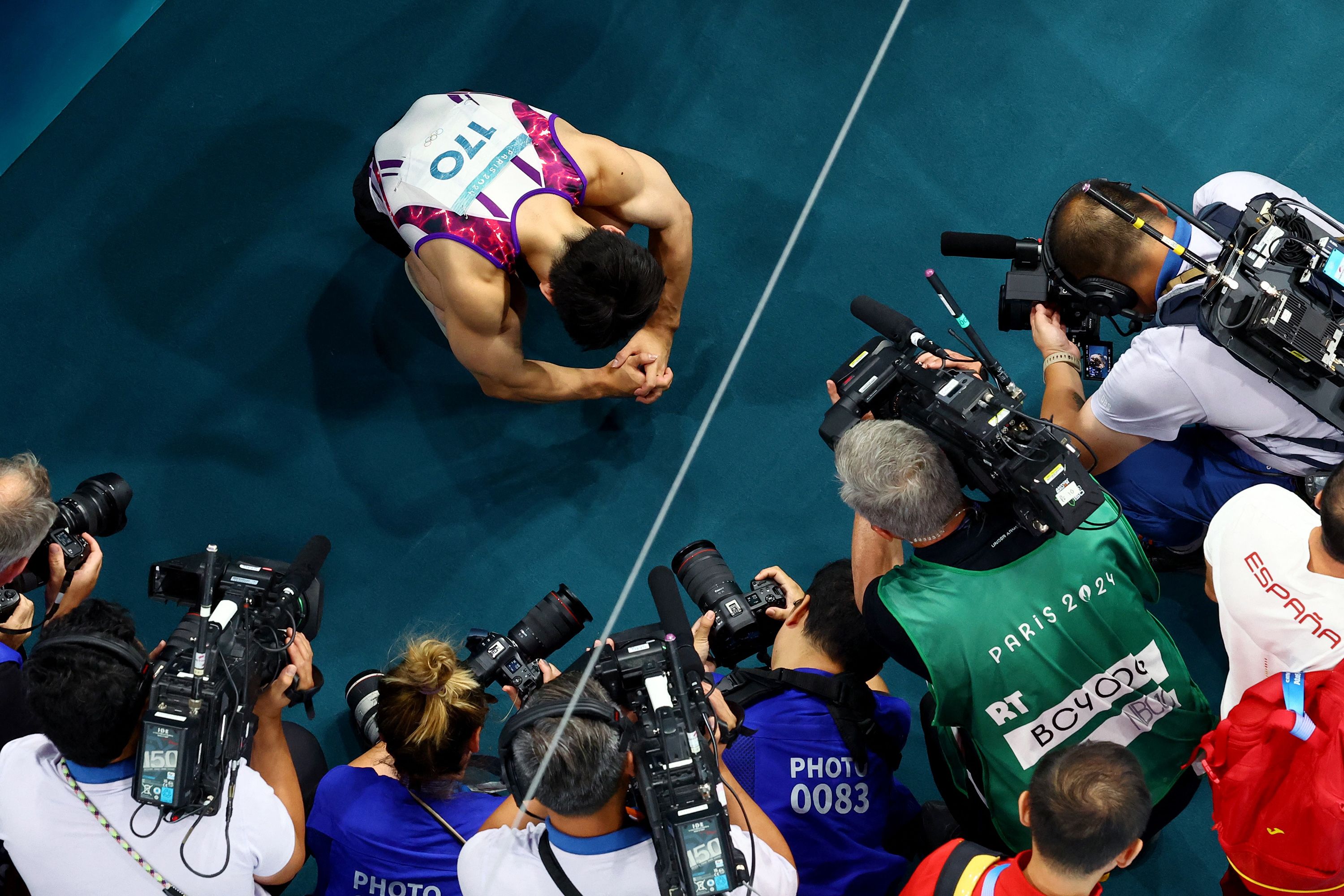 Carlos Edriel Yulo reacts after he won the floor exercise final on August 3 and made history as the <a href="https://www.cnn.com/2024/08/03/sport/carlos-edriel-yulo-olympic-moment-of-the-day/index.html">first man from the Philippines to ever win an Olympic gold medal</a>.