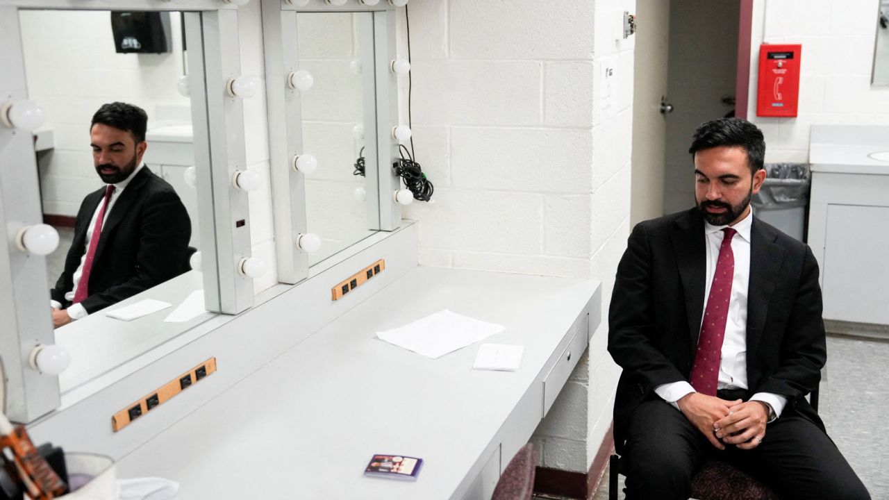 Zohran Mamdani preps before the New York City Democratic Mayoral Primary Debate at the John Jay College of Criminal Justice in the Gerald W. Lynch Theater in New York City on June 12.