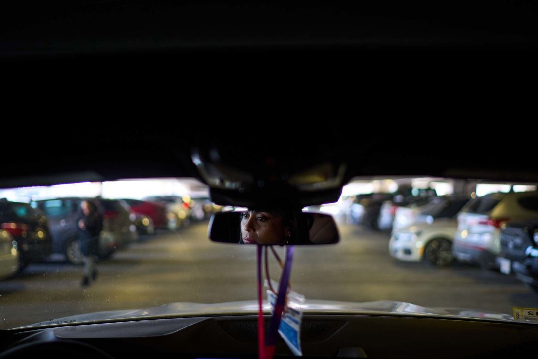 Ruth Wilson looks for a parking spot at UMass Memorial Medical Center.