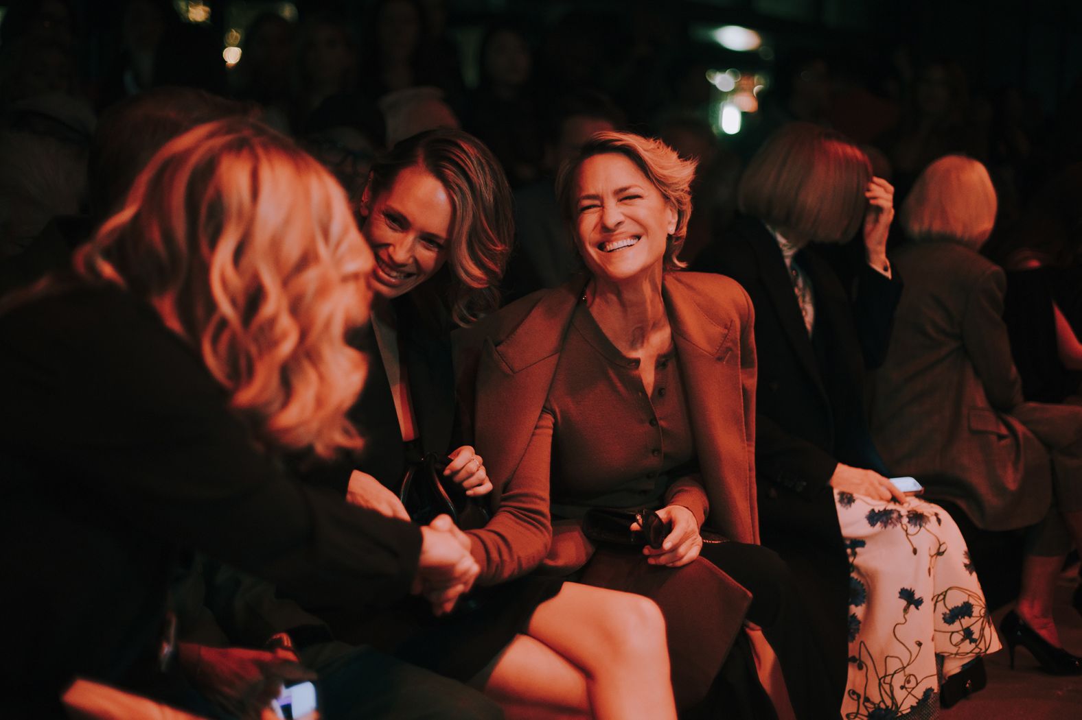 Actor and film producer Robin Wright on the front row at Stella McCartney.
