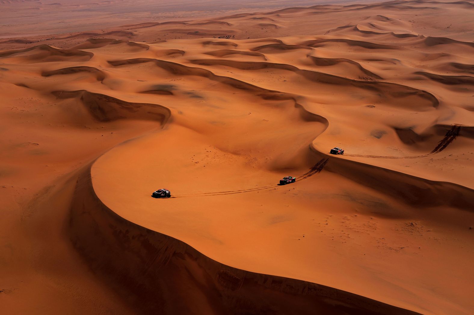 Drivers compete during the eighth stage of the Dakar Rally on Monday, January 13. The stage was held in Saudi Arabia between Al Duwadimi and Riyadh.