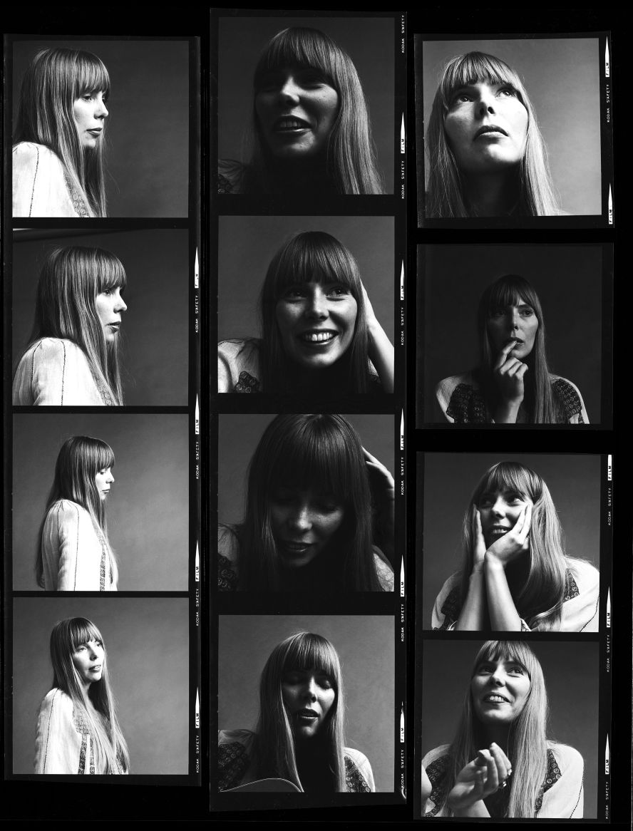 Mitchell is seen in a contact sheet of portraits in 1968. Her first album, “Song for a Seagull,” was released the same year.