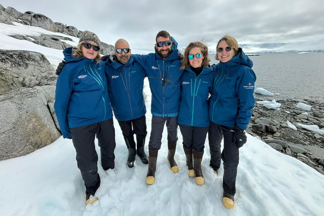 Laura Bullesbach (far right) and her colleagues at Port Lockroy.
