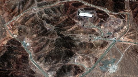 A satellite image taken on June 14th, 2025, shows no visible damage to Iran's Fordow Fuel Enrichment Plant. Israel targeted the site during its Friday attacks, but the International Atomic Energy Agency said it was not impacted and the Israeli Military has not claimed any significant damage there. Satellite image ©2025 Maxar Technologies.