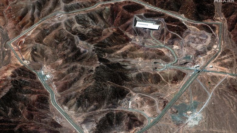 A satellite image taken on June 14th, 2025, shows no visible damage to Iran's Fordow Fuel Enrichment Plant. Israel targeted the site during its Friday attacks, but the International Atomic Energy Agency said it was not impacted and the Israeli Military has not claimed any significant damage there. Satellite image ©2025 Maxar Technologies.