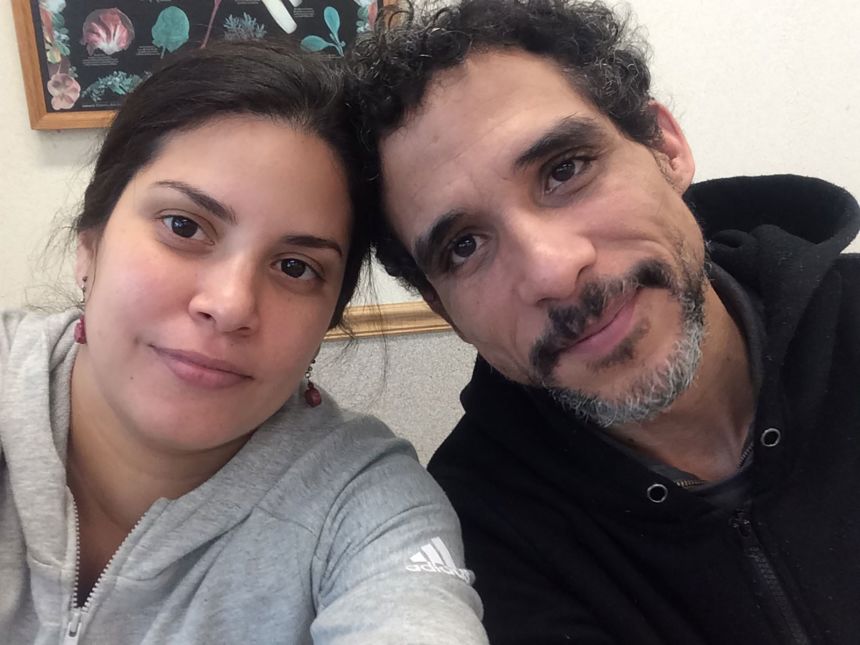 Naivy Perez and Rewell Altunaga, after the artist began living on the streets of New York City.