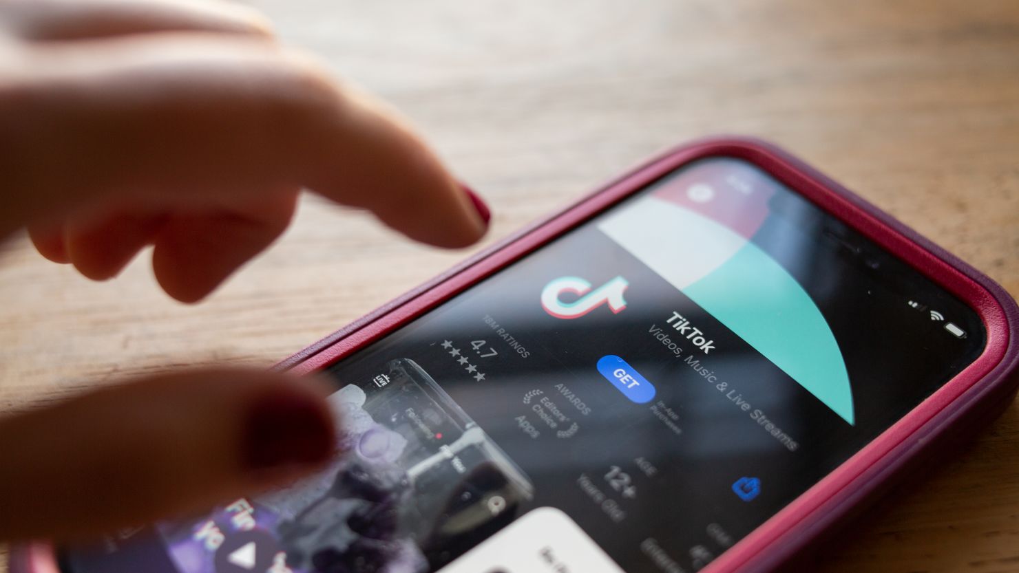 TikTok is seen in the app store of an iPhone.