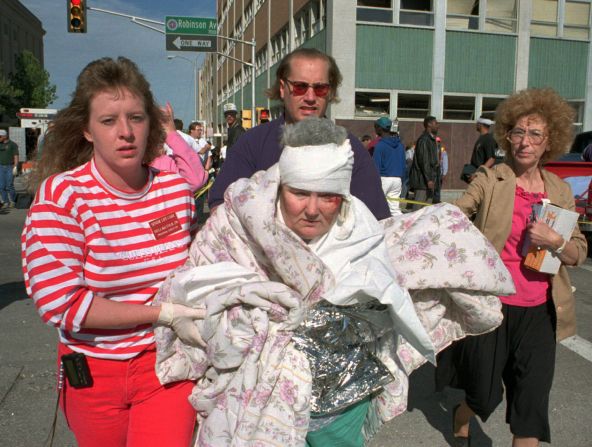 A person is helped near the scene.