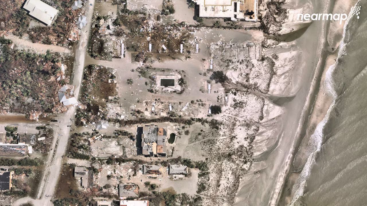 An aerial view of Sanibel Island, Florida, on September 30, after Hurricane Ian.
