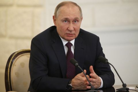 Russian President Vladimir Putin speaks at a press conference in Sochi, Russia, on October 31.