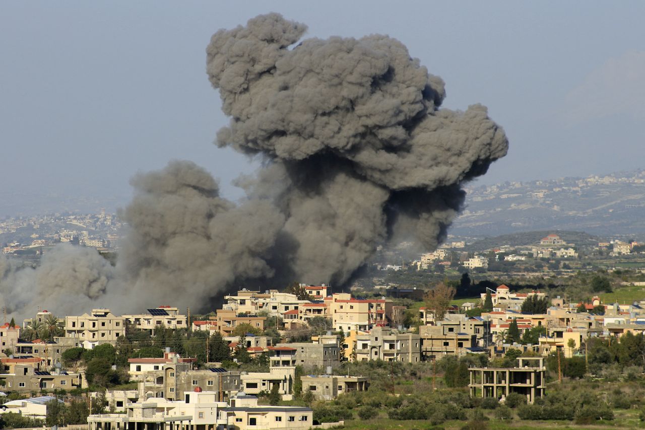 Smoke billows after an Israeli strike on Lebanon's southern village of Majdel Zoun on March 5.