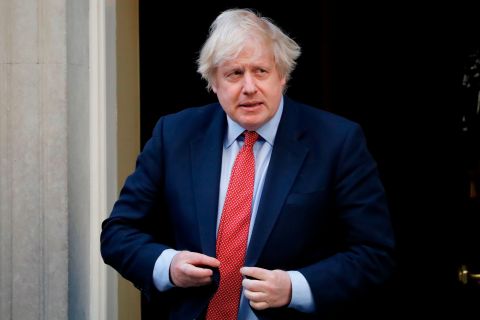 Britain's Prime Minister Boris Johnson stands outside 10 Downing Street in London on May 28. 