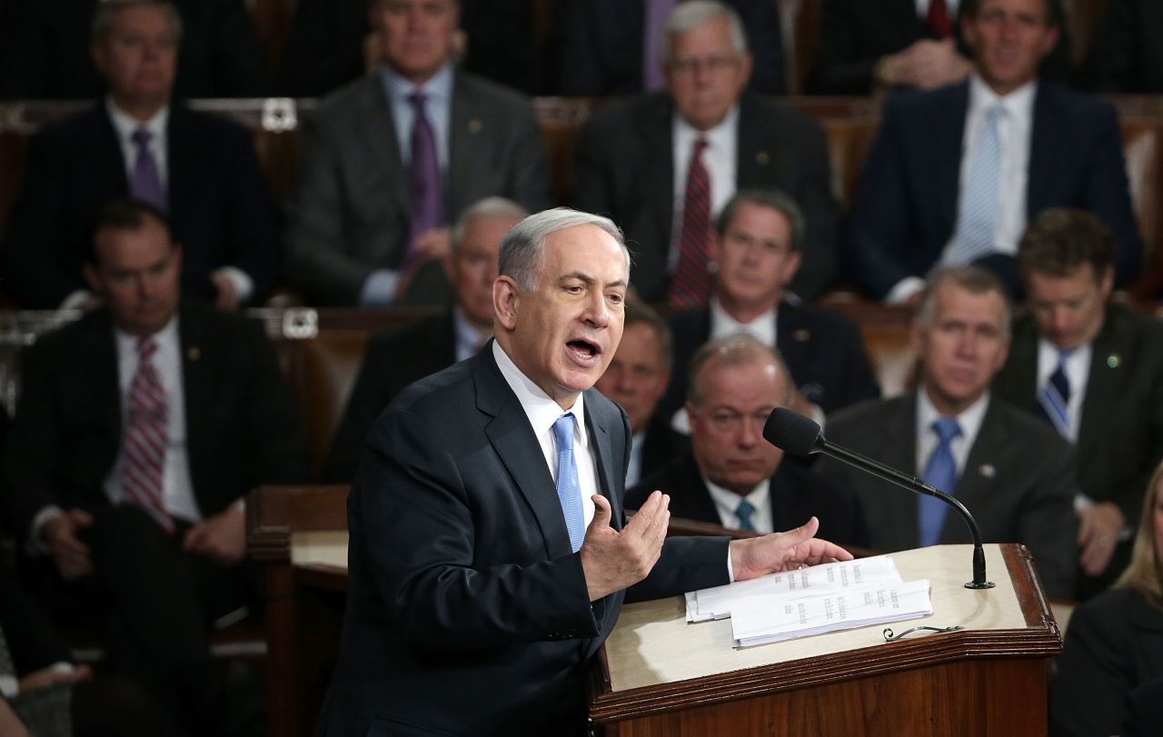 Israeli Prime Minister Benjamin Netanyahu addresses a joint meeting of the United States Congress in 2015.