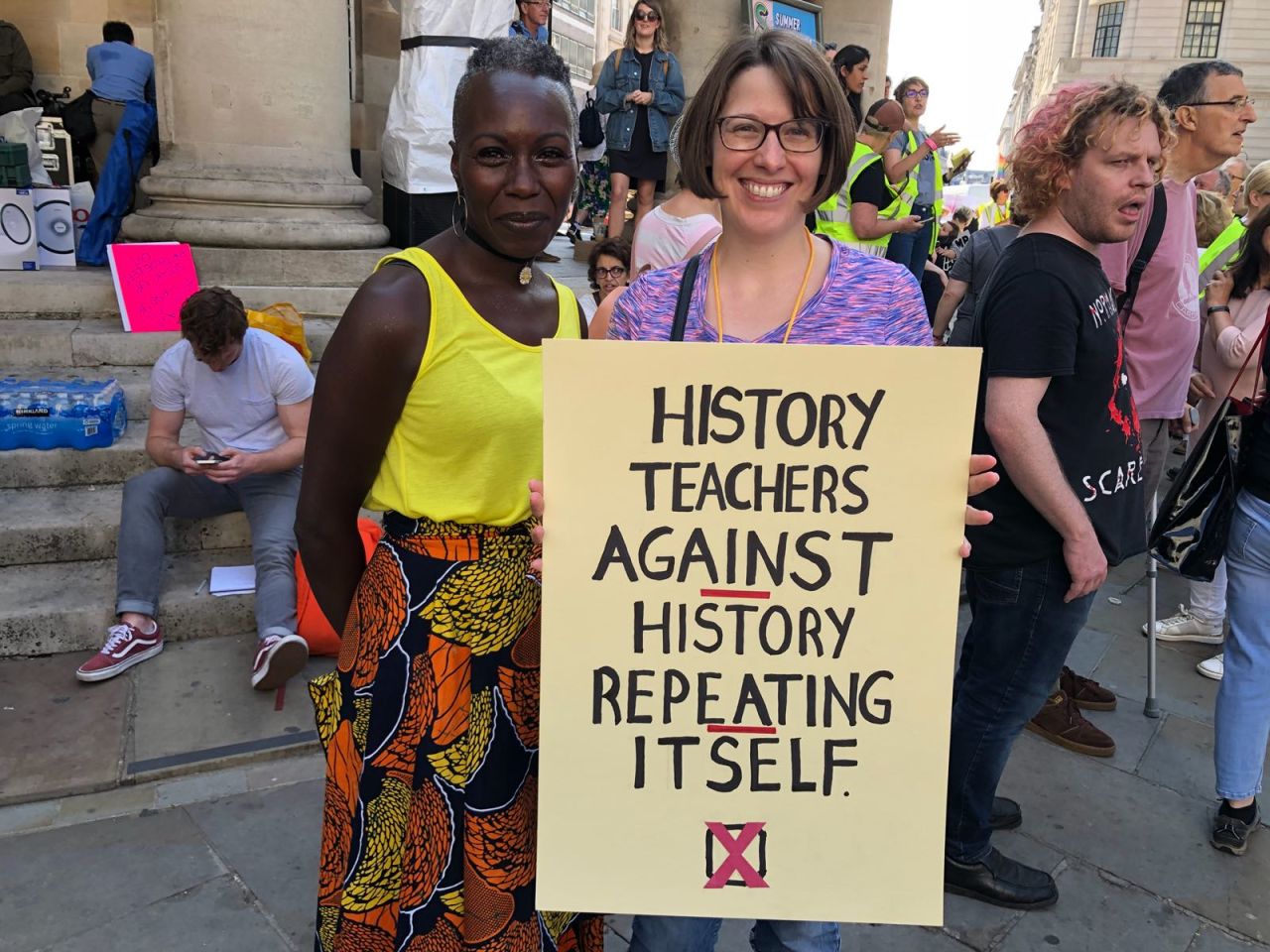 Philomena Azu, 52, from London and?Sarah Klein, from Warwickshire, are attending the women's march in London.Sarah, a history teacher, said: “I feel like there’s lots of echoes of the past in terms of totalitarianism. We’ve come a long way and there’s no need to go back to the past so here we are."