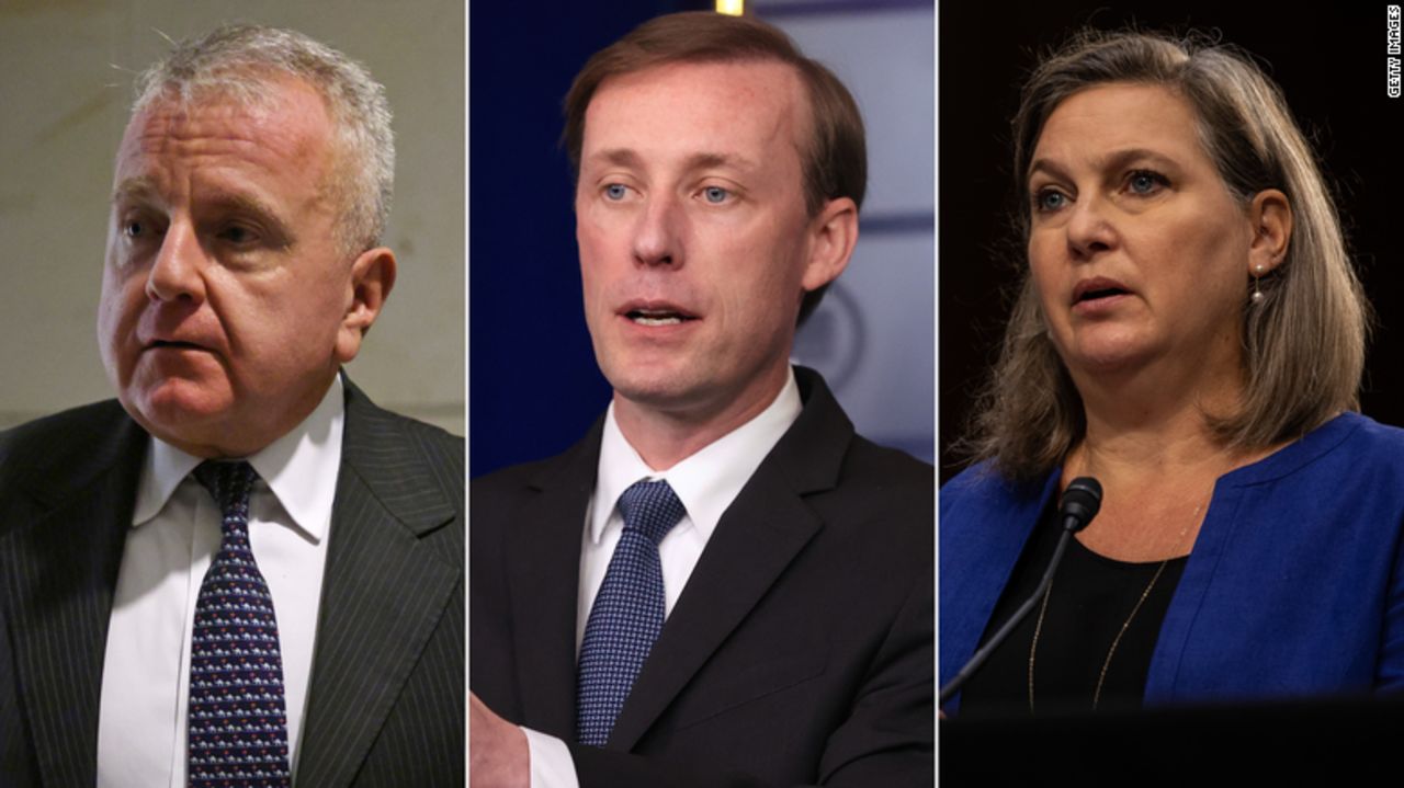 From left, US Ambassador to Russia John Sullivan, National security adviser Jake Sullivan, and Undersecretary of state for political affairs Victoria Nuland