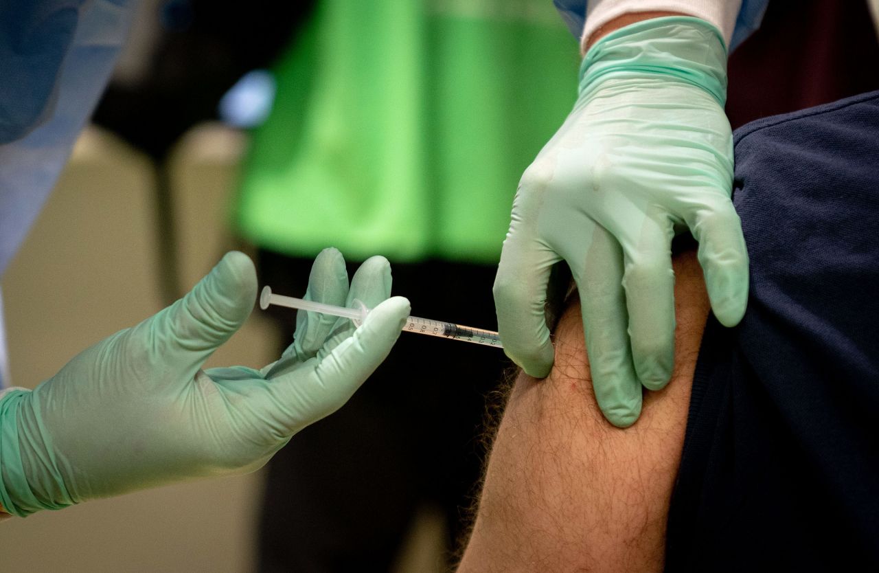 A doctor administers an Oxford-AstraZeneca Covid-19 vaccine in Berlin, Germany, on February 10. 