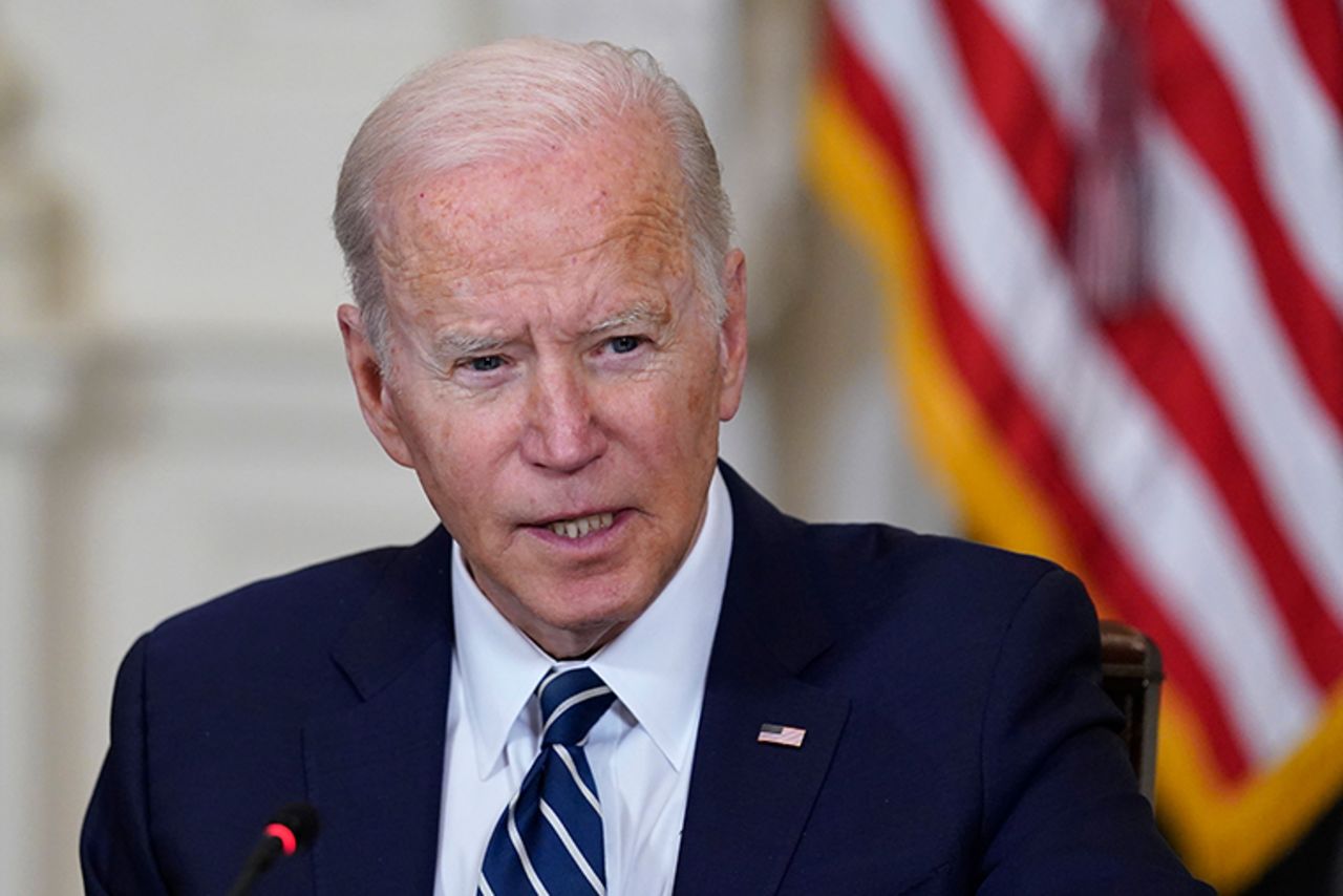 President Joe Biden speaks during a meeting with Inspectors General iat White House in Washington, DC, on Friday, April 29.