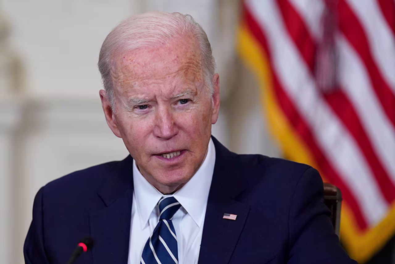 President Joe Biden speaks during a meeting with Inspectors General iat White House in Washington, DC, on Friday, April 29.