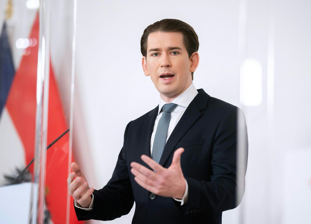 Austrian Chancellor Sebastian Kurz speaks during a press conference on January 17.